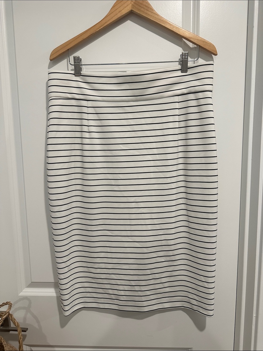ANTONIO MELANI White Pencil Skirt with black Stripes